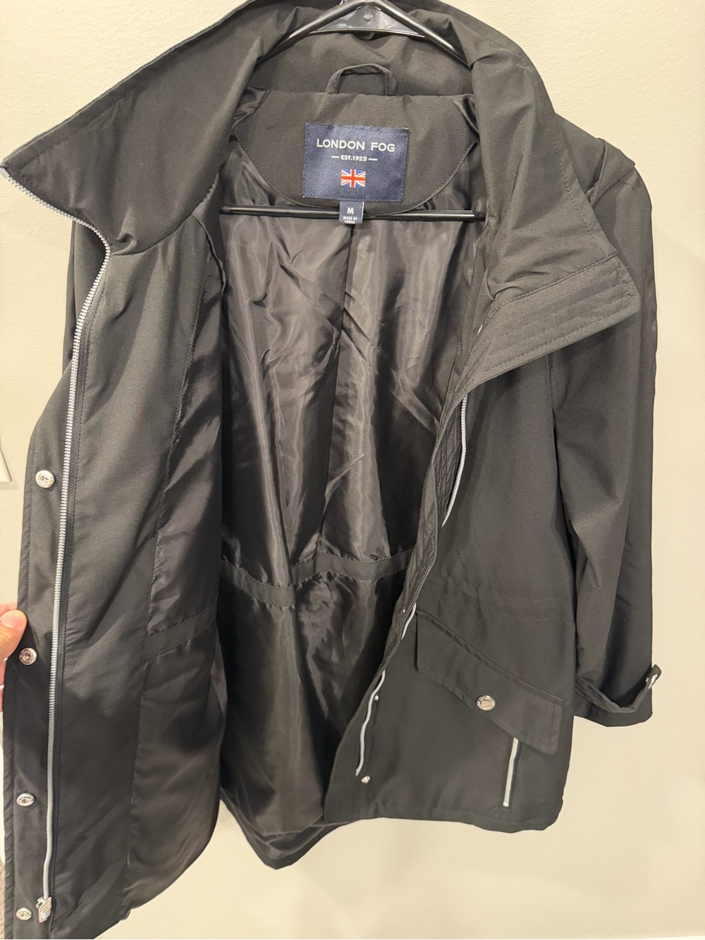 London Fog Black Hooded Utility Anorak Jacket for Women - Picture 3 of 4